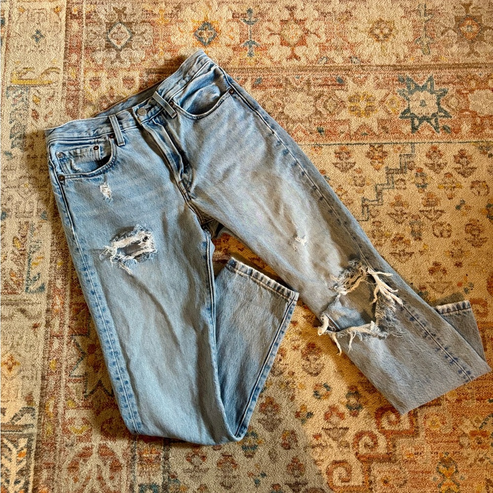 Distressed Light Blue Skinny Jeans